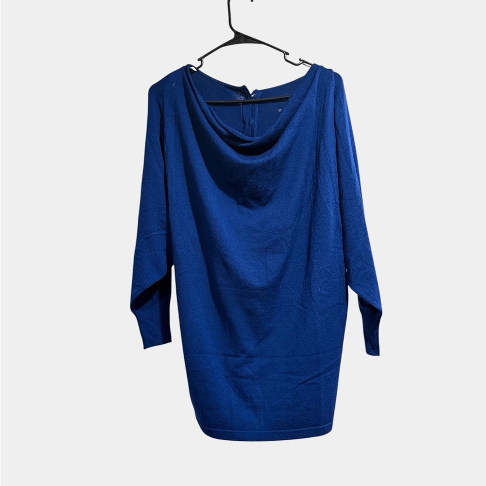 C de C Royal Blue Draped Neck Women's Dress. Gently Used